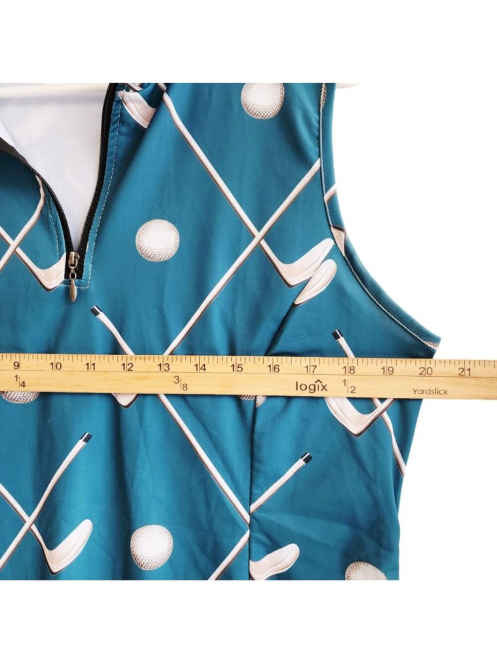 Sleeveless Blue Golf Print Sports Dress and shorts With Front Zipper Size XL - Picture 5 of 9